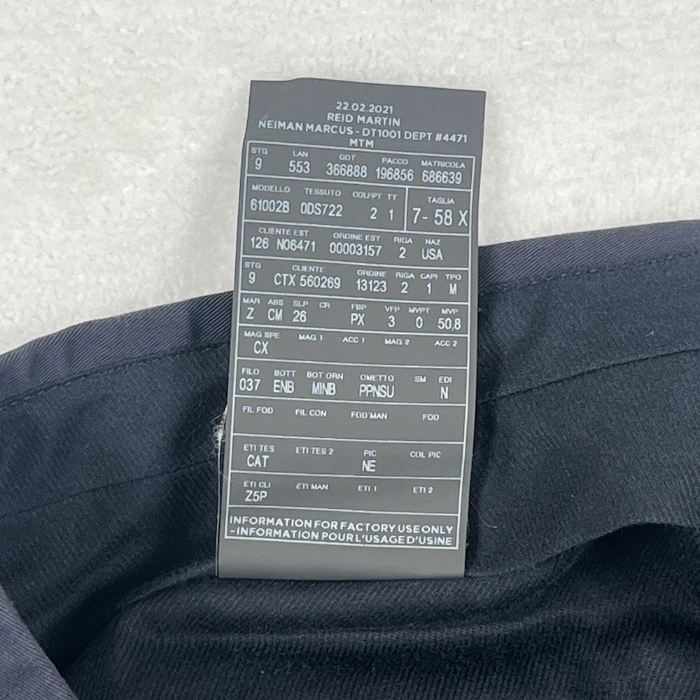 CUSTOM Ermenegildo Zegna Blue Cashco Cotton Cashmere Pleats Side Tab Pants 38x31 - Picture 7 of 12